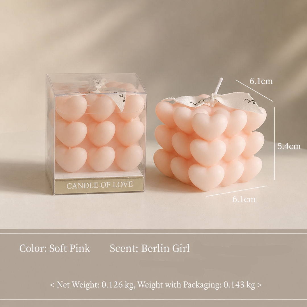 MINI HEART CUBE CANDLE GIFT - 4 OPTIONS