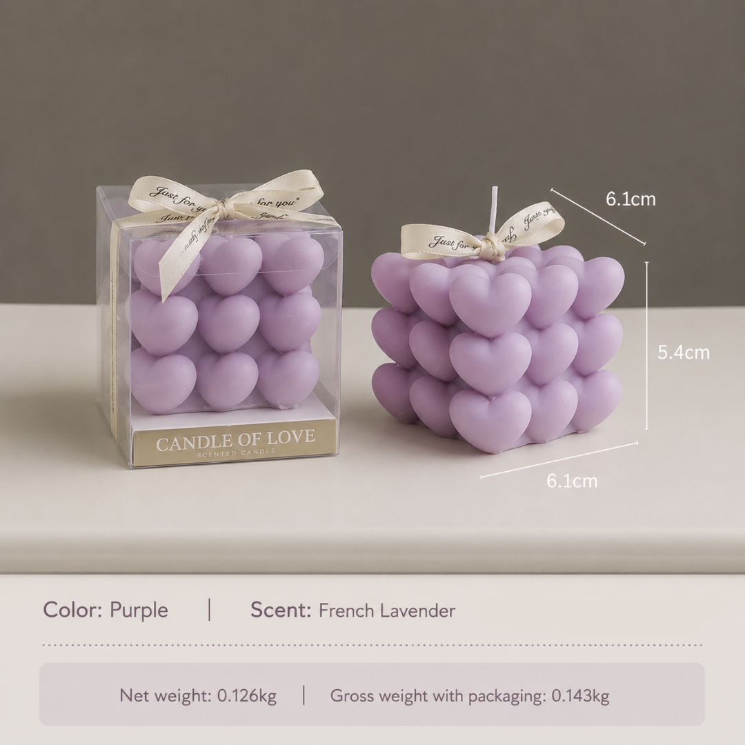 MINI HEART CUBE CANDLE GIFT - 4 OPTIONS