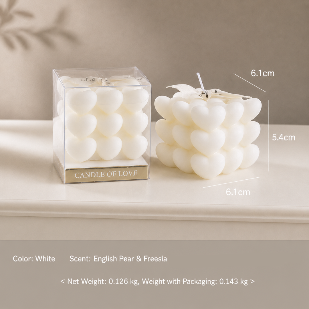 MINI HEART CUBE CANDLE GIFT - 4 OPTIONS