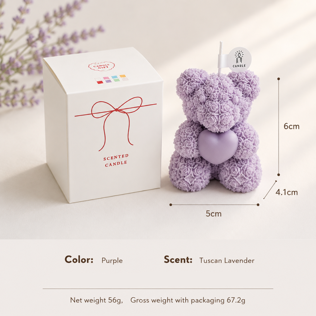 BOUGIE PARFUMÉE OURS ROSE - 7 OPTIONS