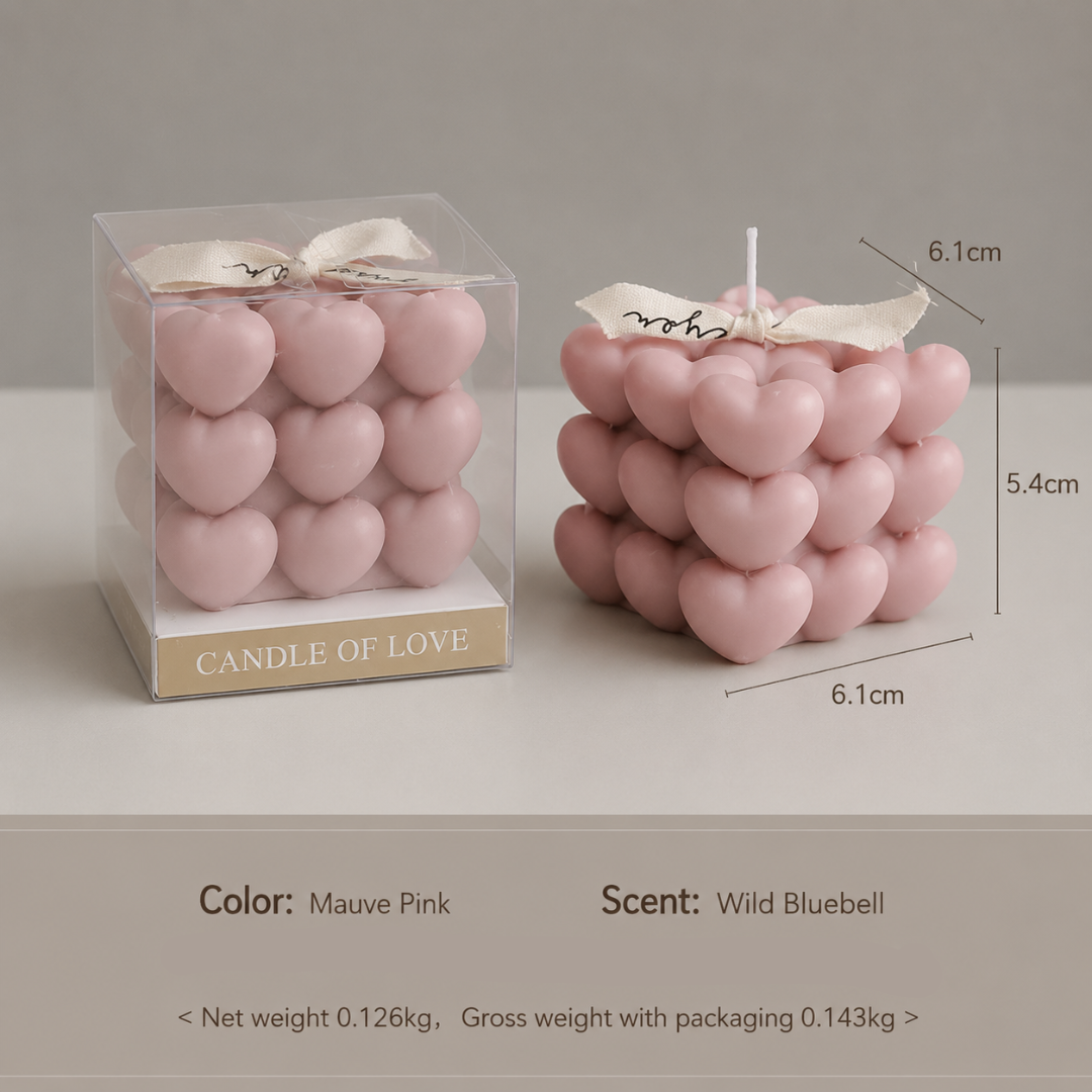MINI HEART CUBE CANDLE GIFT - 4 OPTIONS