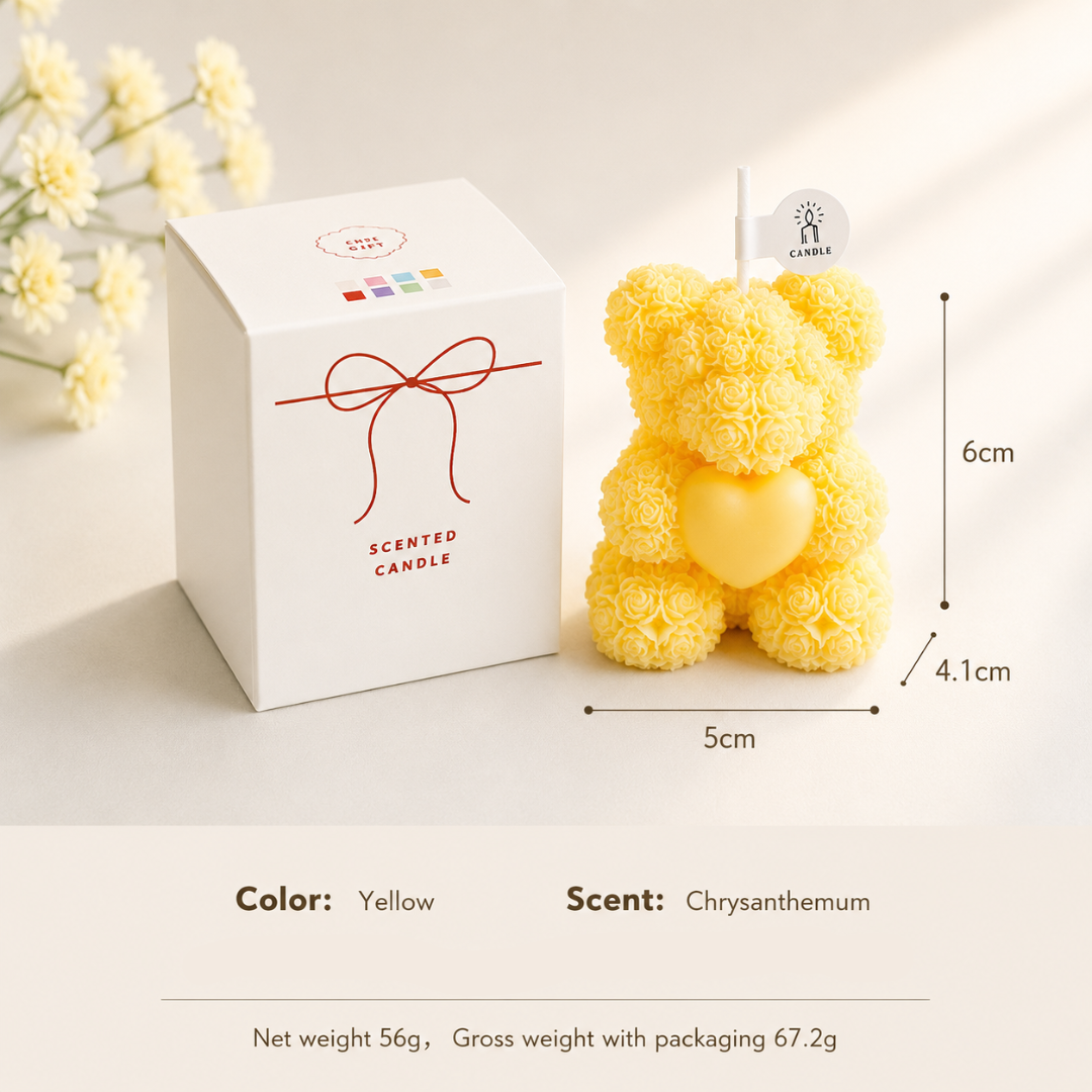 BOUGIE PARFUMÉE OURS ROSE - 7 OPTIONS