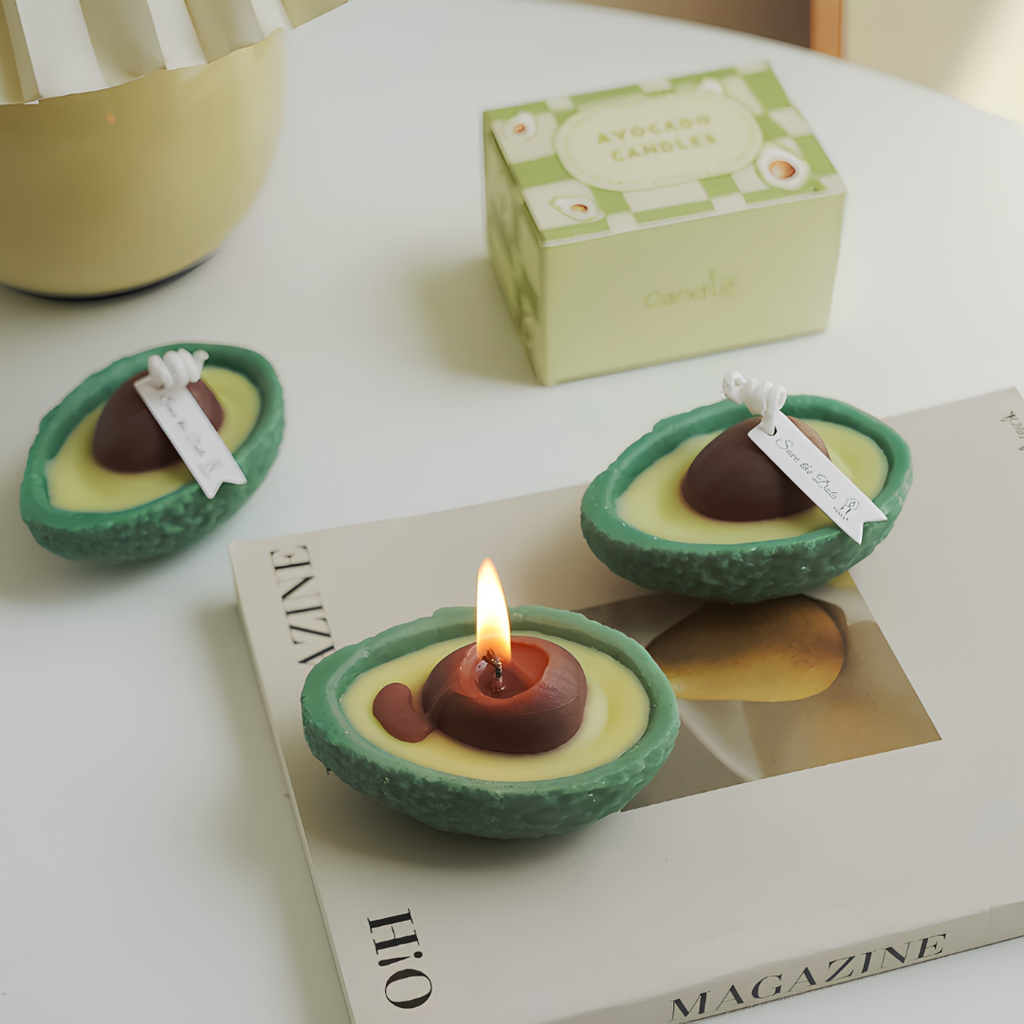 AVOCADO SHAPED GRASS & SEA SALT CANDLE