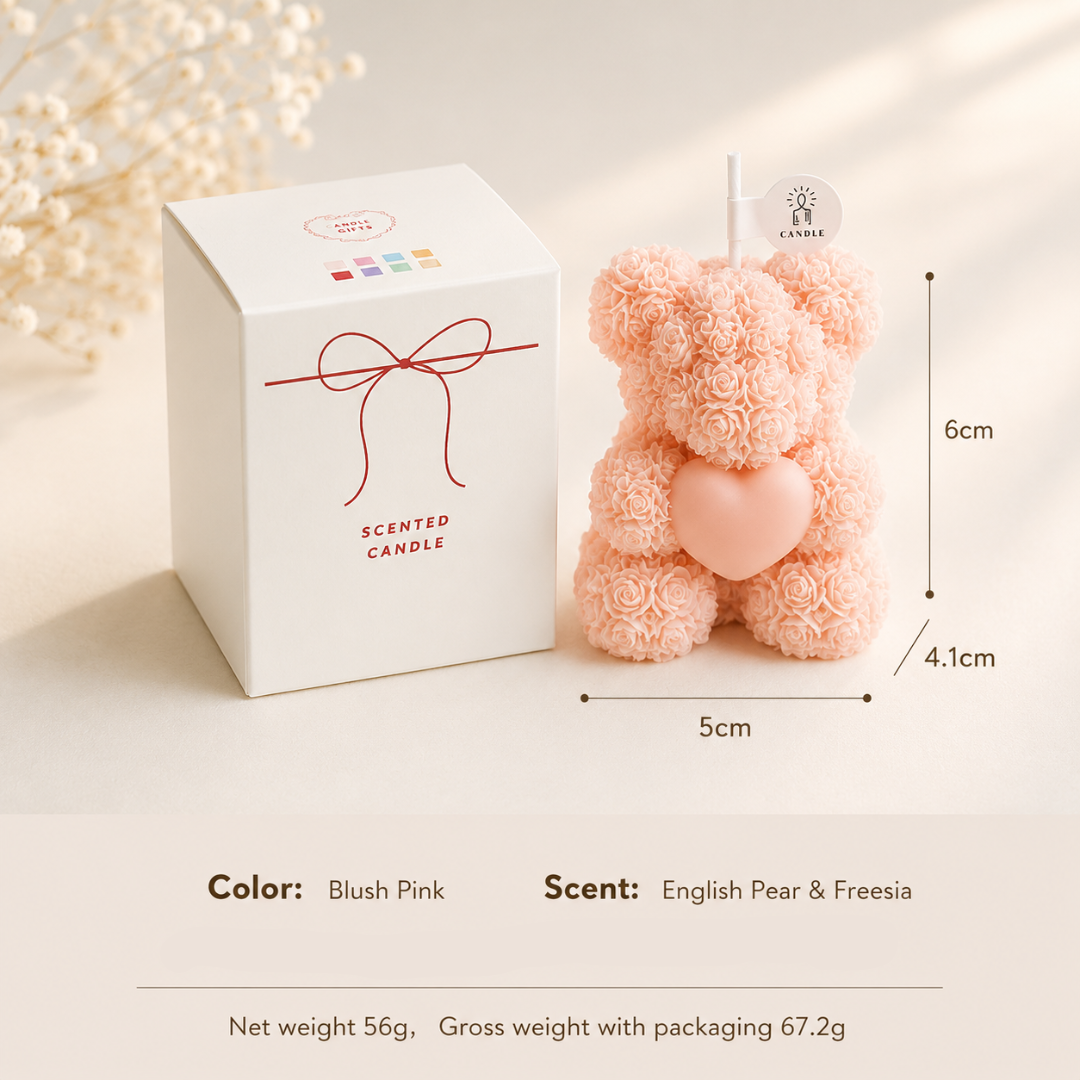BOUGIE PARFUMÉE OURS ROSE - 7 OPTIONS