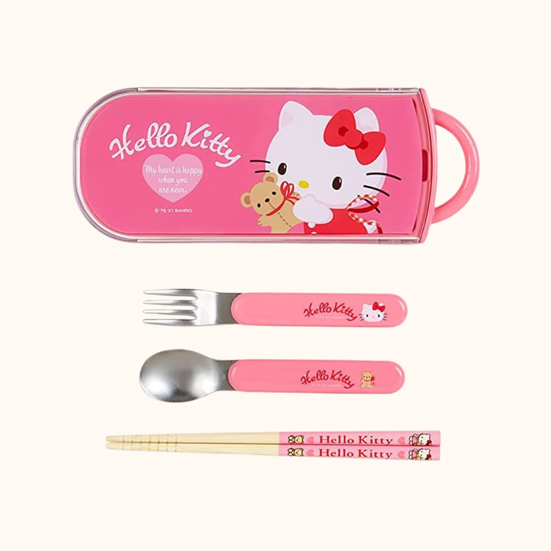 SANRIO HELLO KITTY LUNCH TRIO SET – FORK, SPOON, CHOPSTICKS