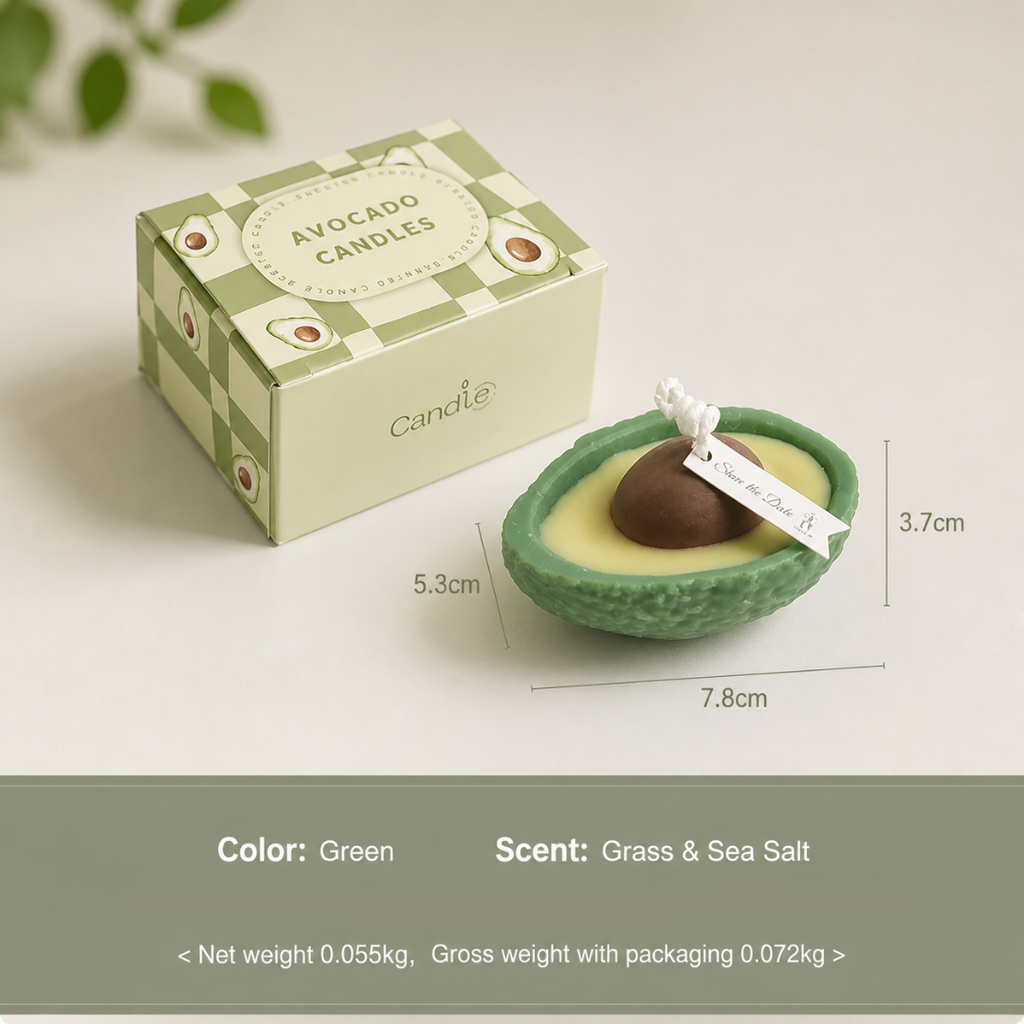 AVOCADO SHAPED GRASS & SEA SALT CANDLE