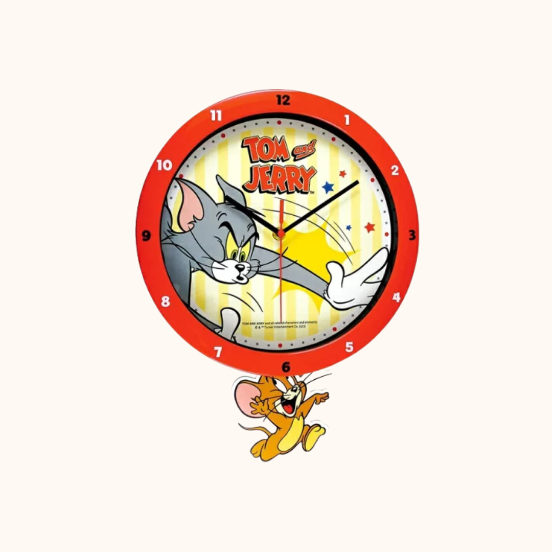T'S FACTORY TOM AND JERRY CONTINUOUS SECOND HAND ROUND WALL CLOCK
