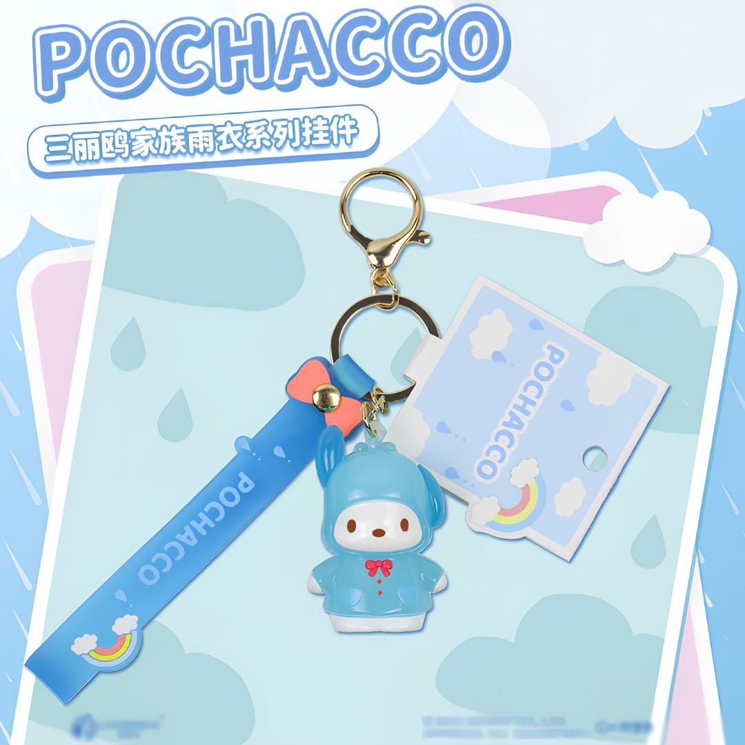 PORTE-CLÉS PENDENTIF SÉRIE IMPERMÉABLE SANRIO - 4 OPTIONS