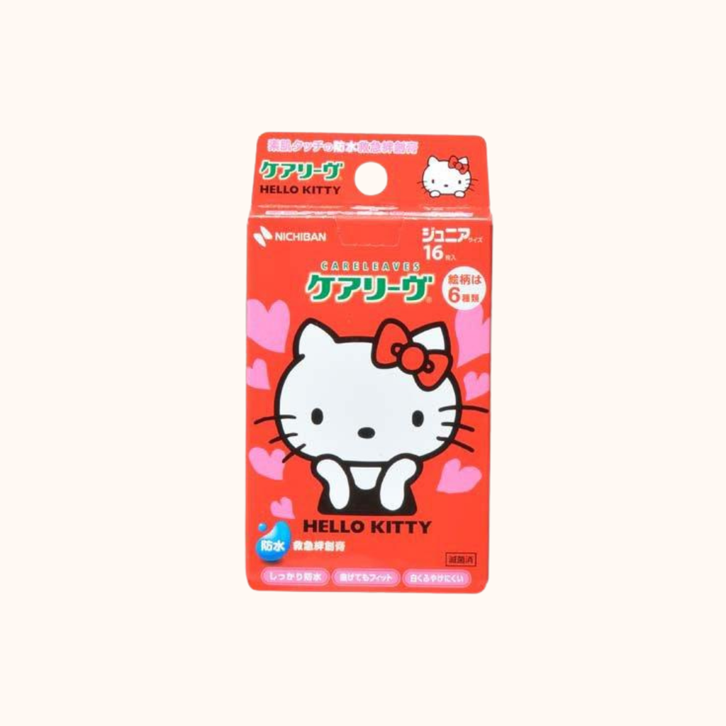NICHIBAN CARELEAVES HELLO KITTY WATERPROOF BANDAGES 16 SHEETS