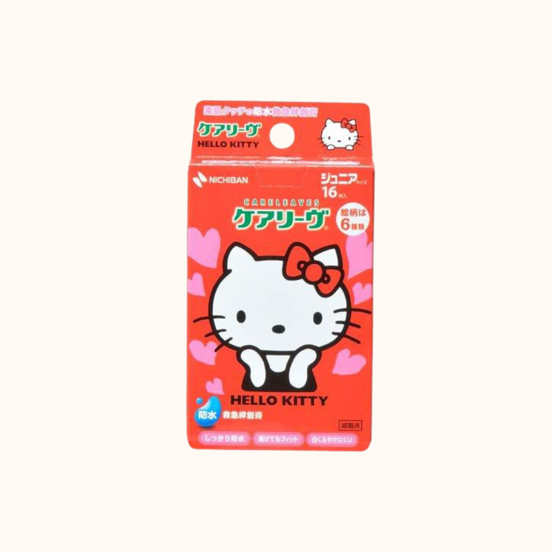 NICHIBAN CARELEAVES HELLO KITTY WATERPROOF BANDAGES 16 SHEETS