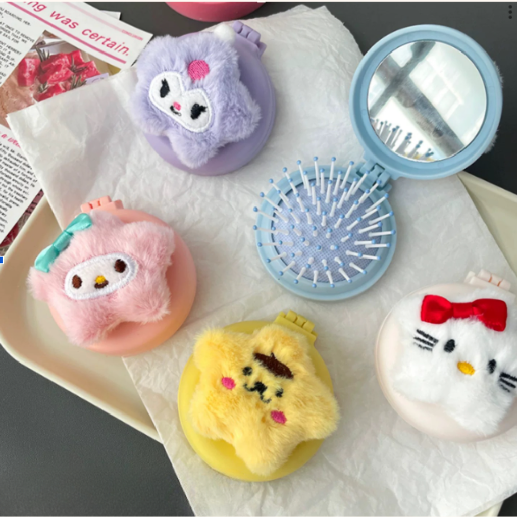 SANRIO PLUSH DOUBLE-SIDED MIRROR COMPACT - 4 OPTIONS