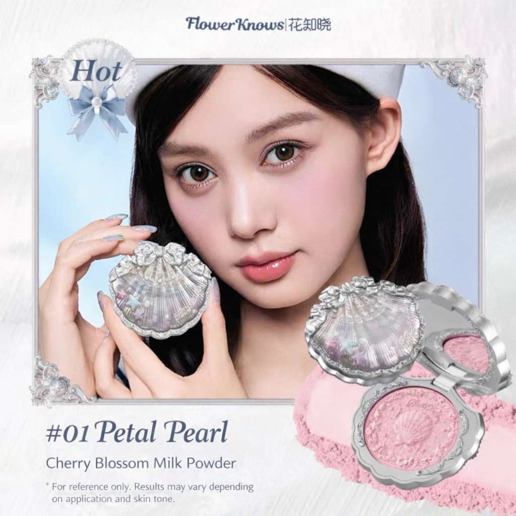 FLOWER KNOWS SHELL'S JEWEL COLLECTION SILK SATIN BLUSH 5G #01 PETAL PEARL