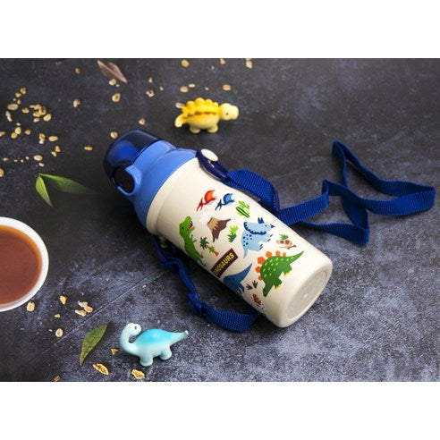SKATER KIDS PLASTIC WATER BOTTLE WITH CUP DINOSAUR DESIGN 480ML