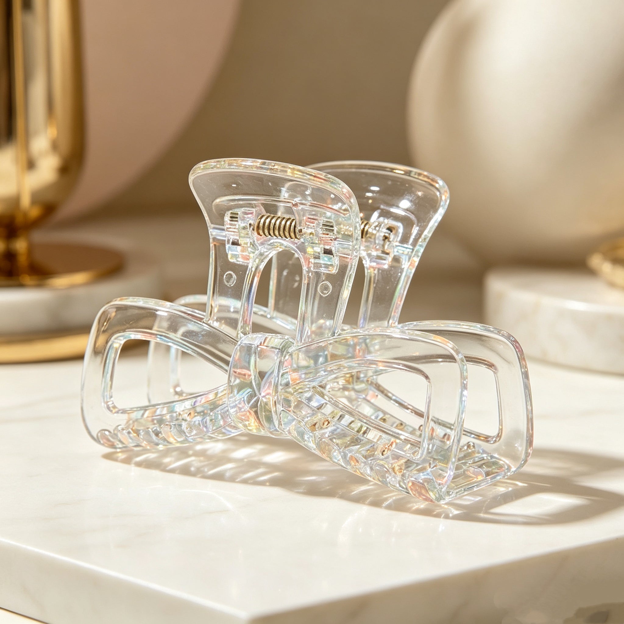 KOREAN CRYSTAL HOLOGRAPHIC CLAW CLIP