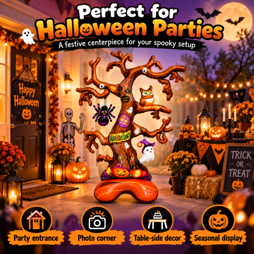 HALLOWEEN TREE INFLATABLE BALLOON DECORATION - 2 COLOURS - Orange