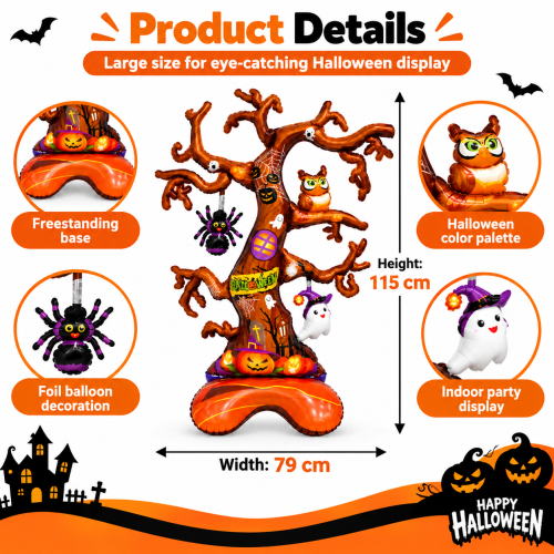 HALLOWEEN TREE INFLATABLE BALLOON DECORATION - 2 COLOURS - Orange
