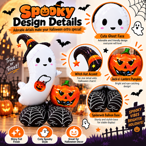 HALLOWEEN INFLATABLE BALLOON DECORATION - GHOST & PUMPKIN - Ghost