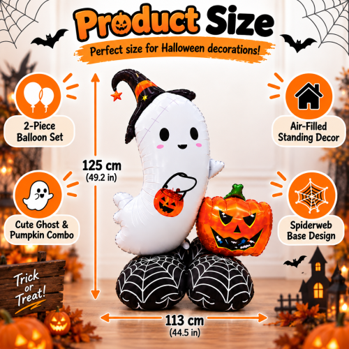 HALLOWEEN INFLATABLE BALLOON DECORATION - GHOST & PUMPKIN - Ghost