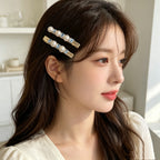KOREAN PEARL & BLUE CRYSTAL GOLD BARRETTE