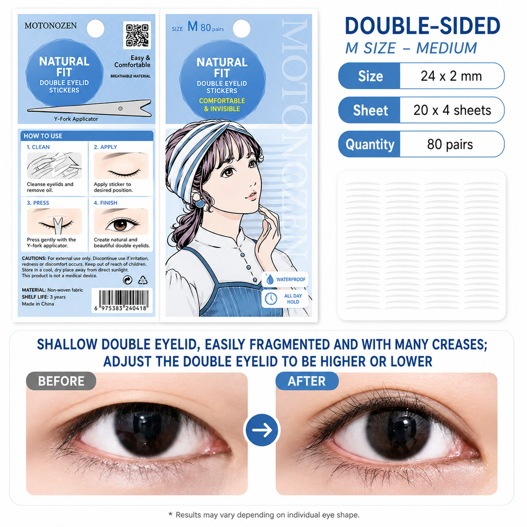 MOTONOZEN TWO SIDE DOUBLE EYELID TAPE M 80PCS