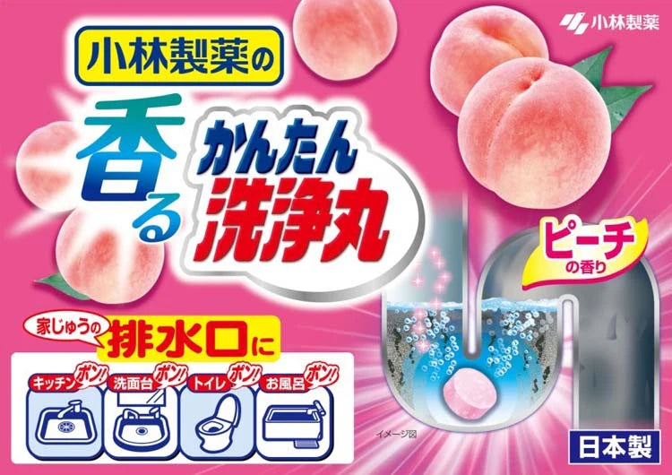 KOBAYASHI SCENTED DRAINAGE CLEANER  PEACH SCENT 12 TABLETS