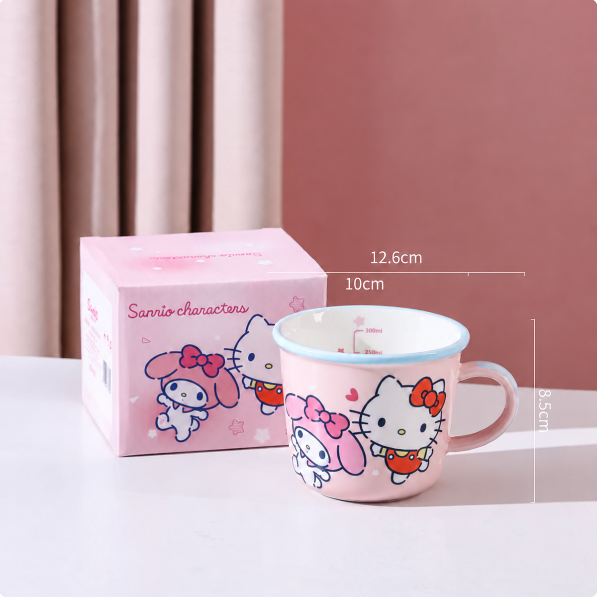 Hello Kitty and My Melody 340ml measuring cup with gift box