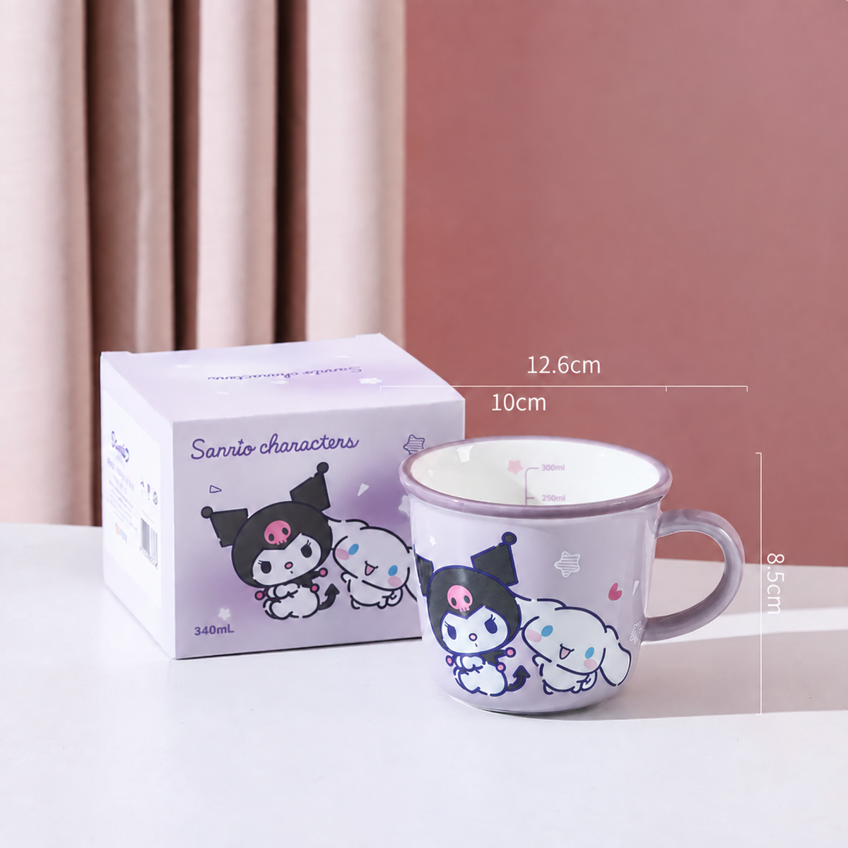 Cinnamoroll and Kuromi 340ml measuring cup with gift box