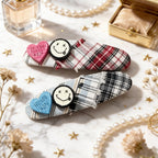 KOREAN PLAID SMILEY PATCH CLIP - 2 STYLES