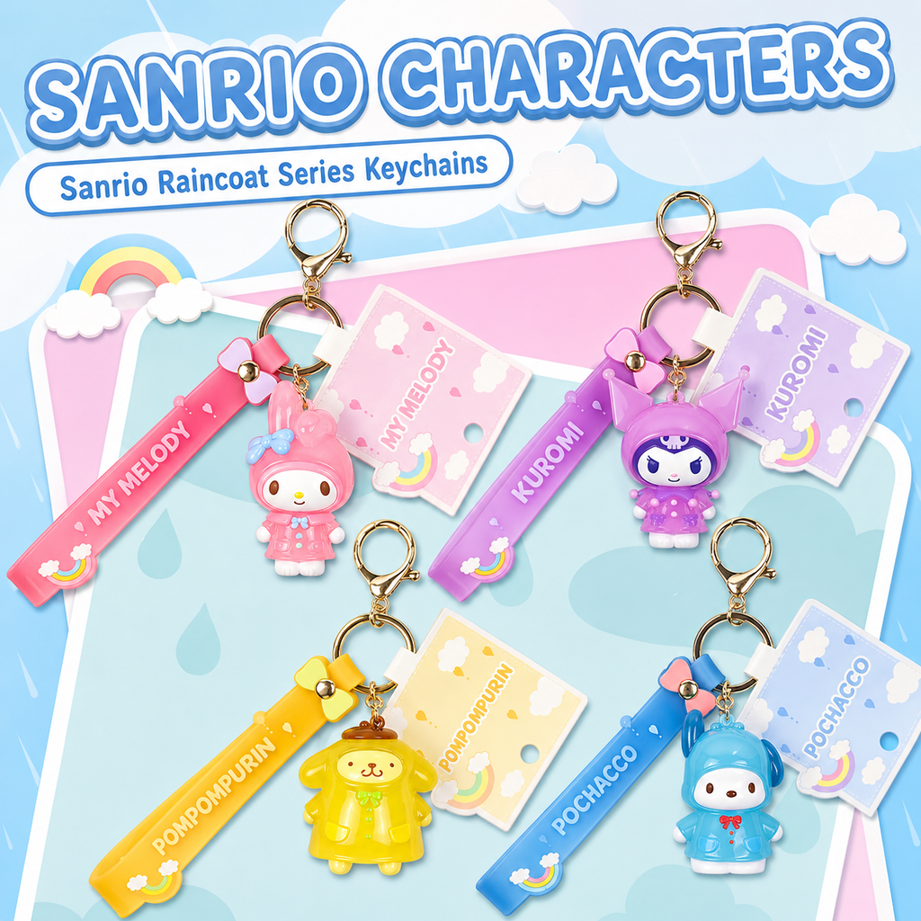 SANRIO RAINCOAT SERIES KEYCHAIN PENDANT - 4 OPTIONS