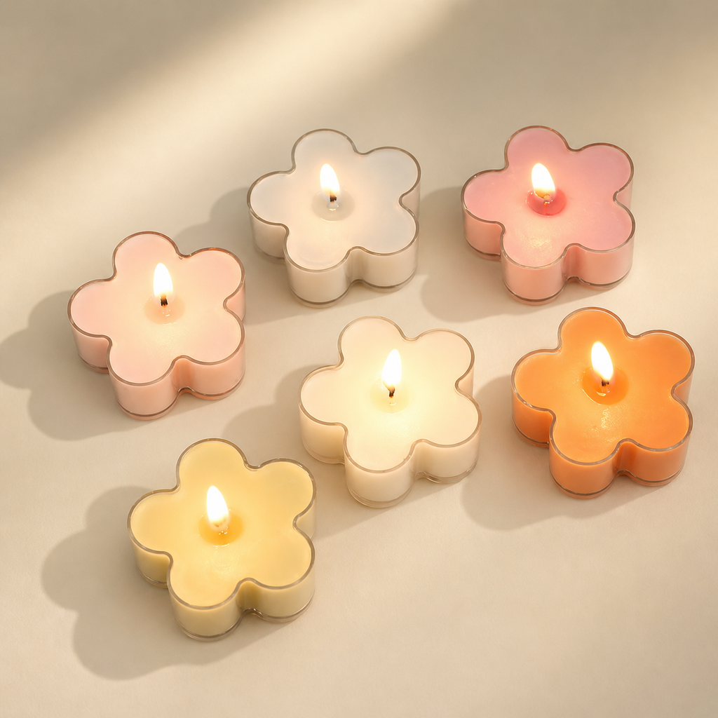 FLOWER-SHAPED TEA LIGHT CANDLE - 3 OPTIONS