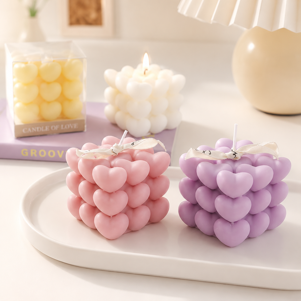 MINI HEART CUBE CANDLE GIFT - 4 OPTIONS