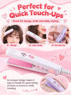 Mini hair straightener for bangs ends and travel