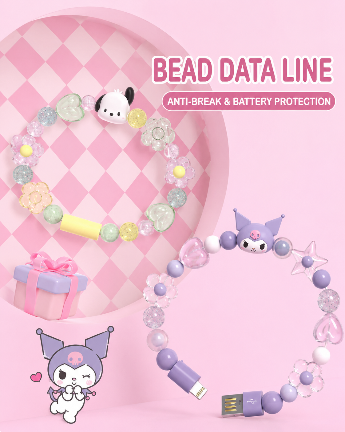 SANRIO BRACELET CHARGING CABLE - 4 OPTIONS
