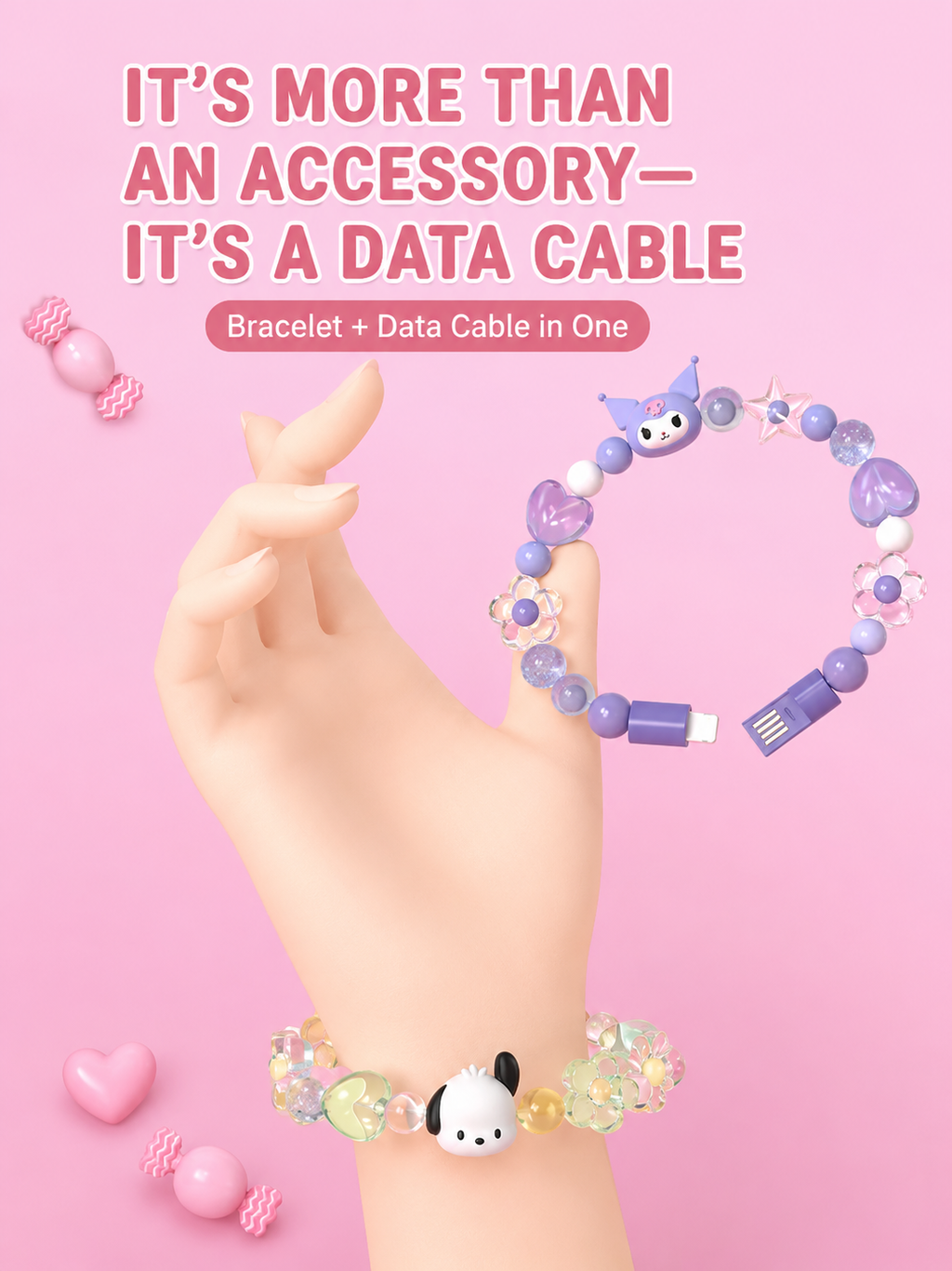 SANRIO BRACELET CHARGING CABLE - 4 OPTIONS