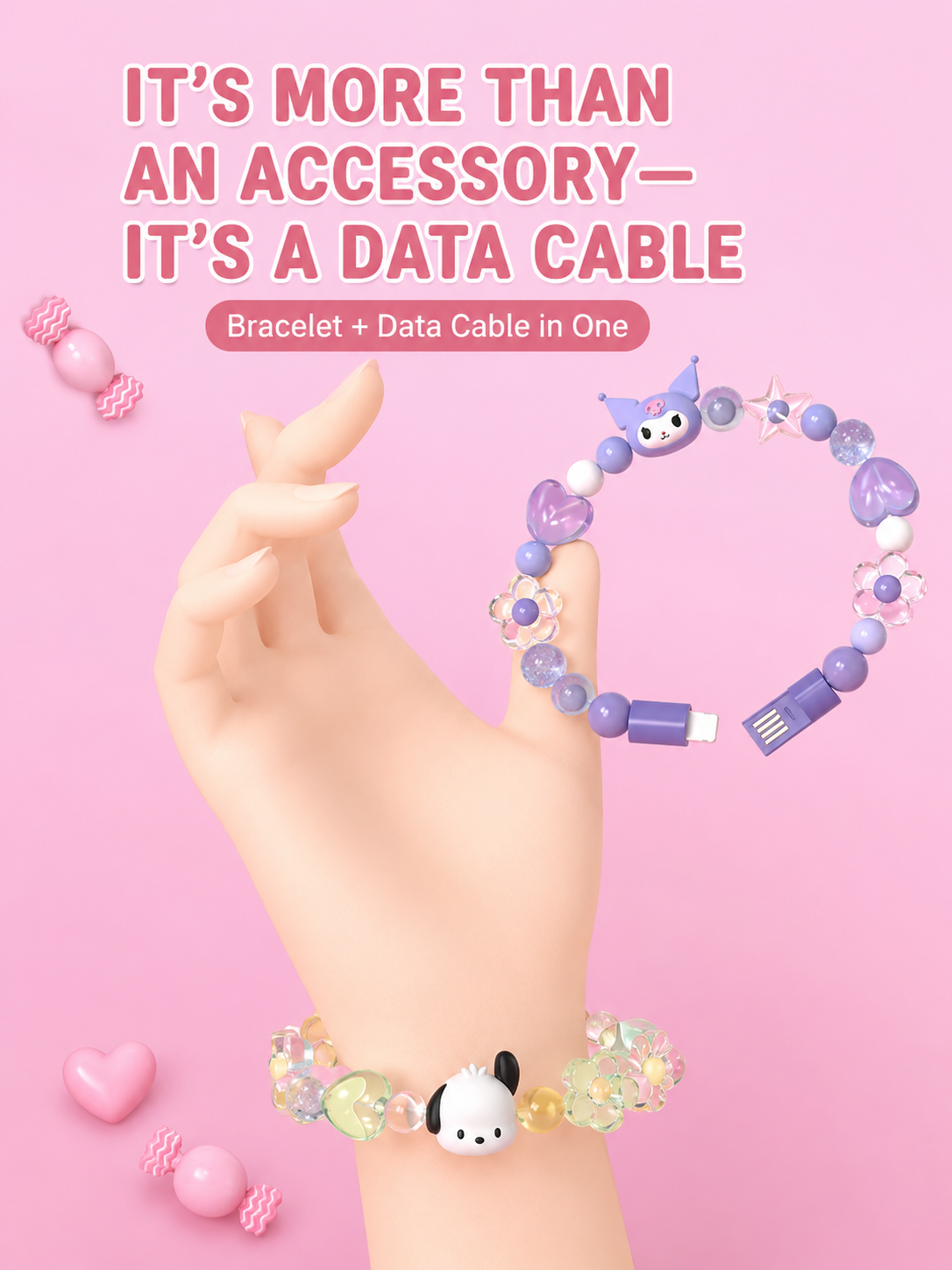 SANRIO BRACELET CHARGING CABLE - 4 OPTIONS