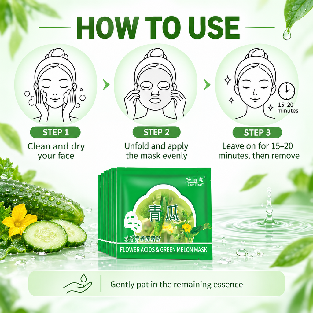 ZHENLIBAO CUCUMBER HYDRATING FACIAL SHEET MASK 30G 1 SHEET