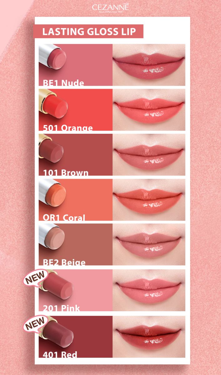 CEZANNE LASTING GLOSS LIP 3.2G - 1 COLOURS
