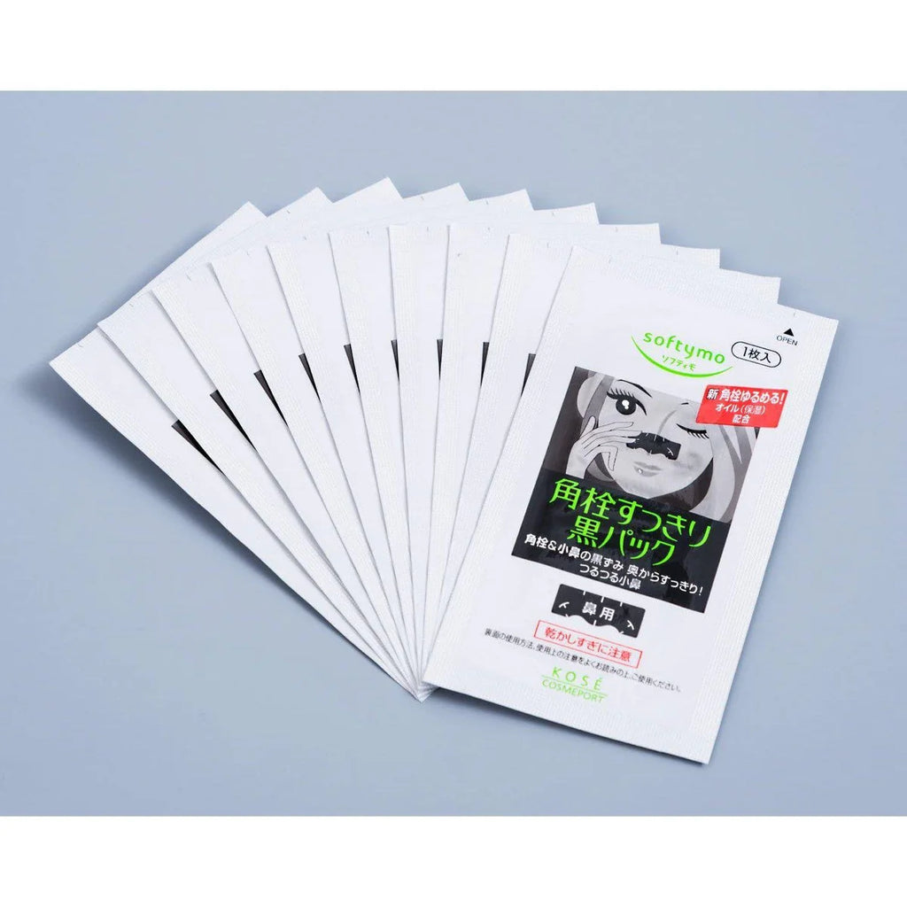 KOSE SOFTYMO CHARCOAL NOSE STRIPS 10 SHEETS