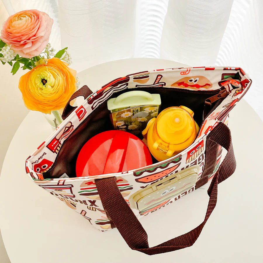SKATER INSULATED LUNCH BAG WITH WET TISSUE POCKET BURGER