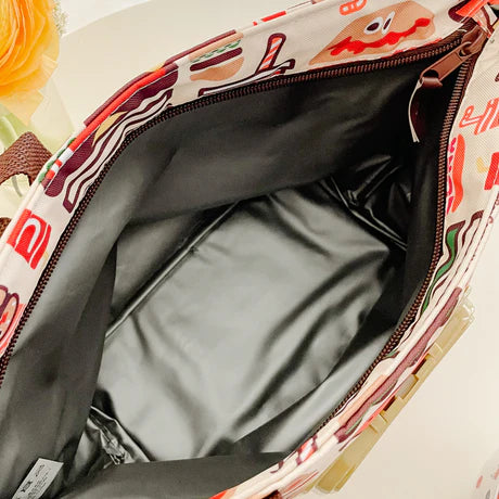 SKATER INSULATED LUNCH BAG WITH WET TISSUE POCKET BURGER