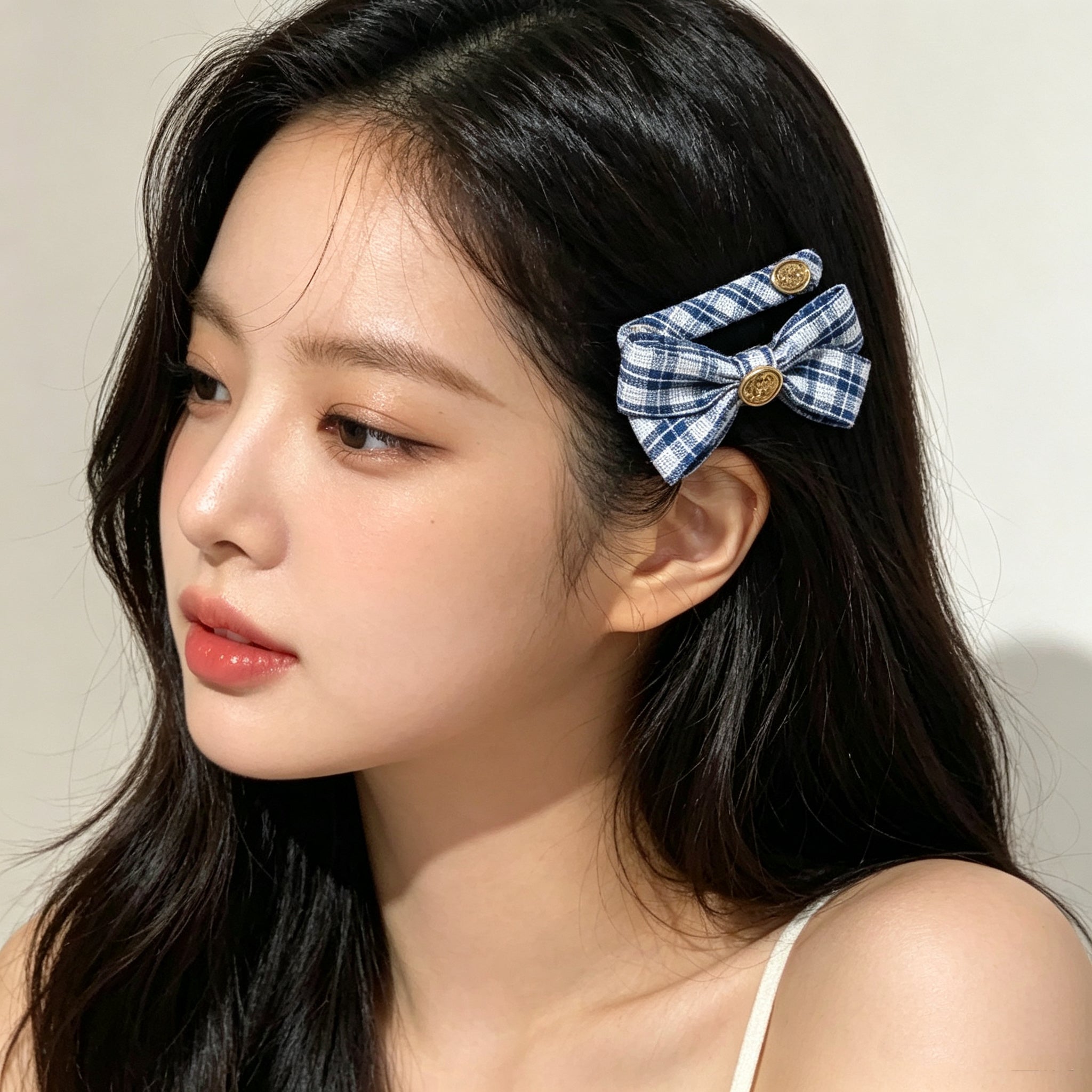 KOREAN PLAID SMILEY PATCH CLIP - 2 STYLES