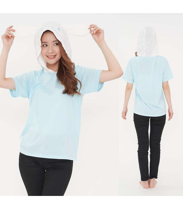 SANRIO CINNAMOROLL D-CUT HOODIES T-SHIRT BLUE SIZE L