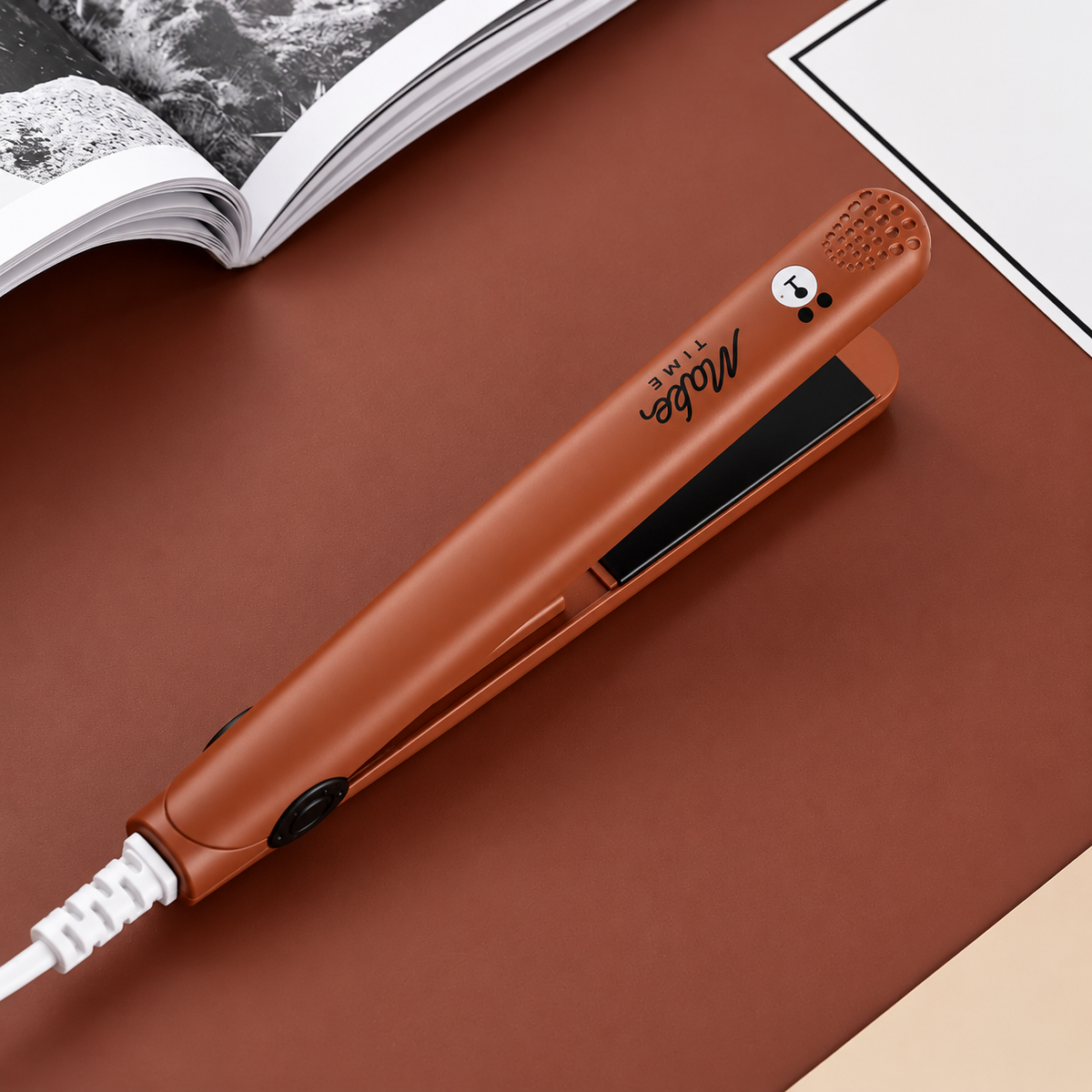 Brown 2-in-1 mini hair straightener
