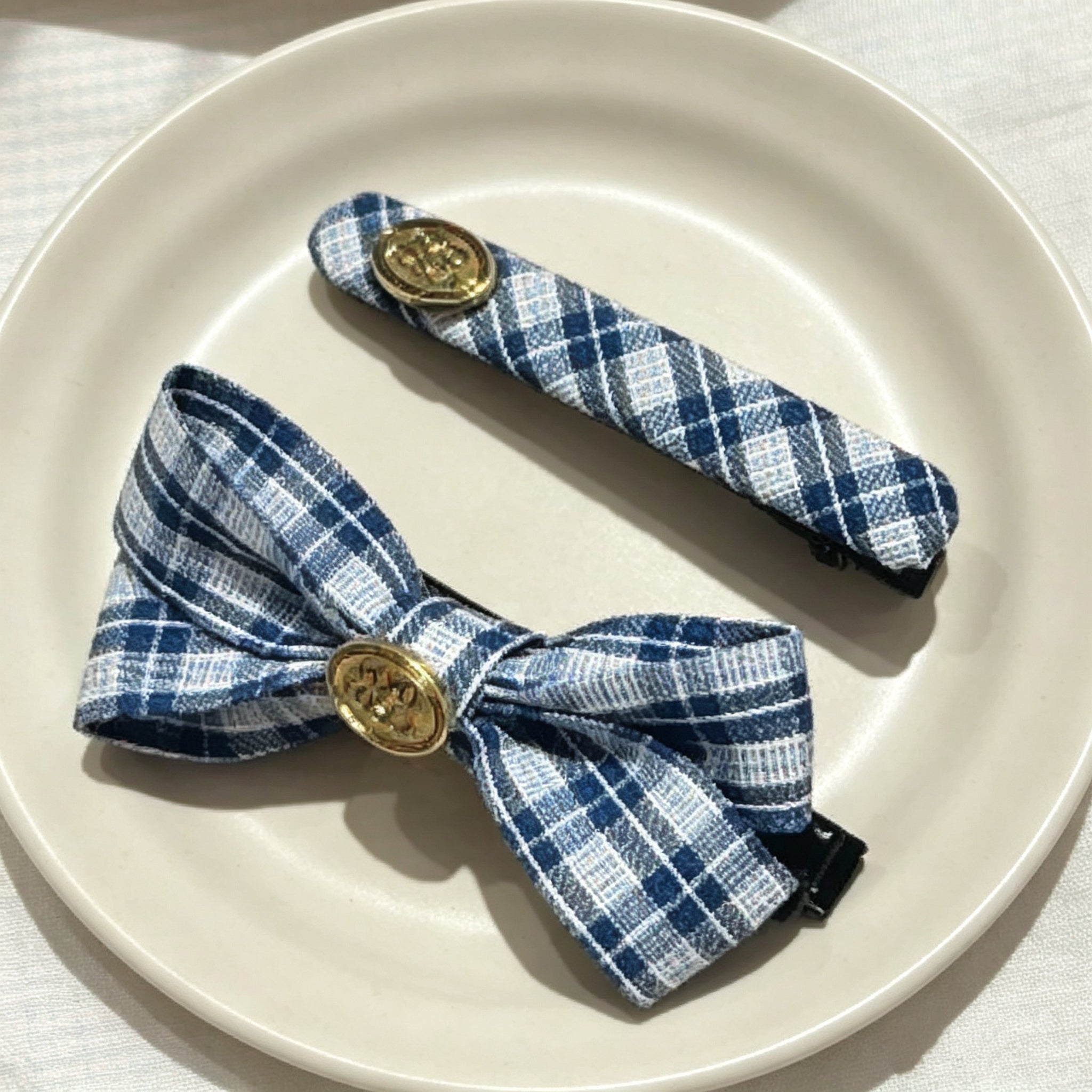 KOREAN PLAID SMILEY PATCH CLIP - 2 STYLES