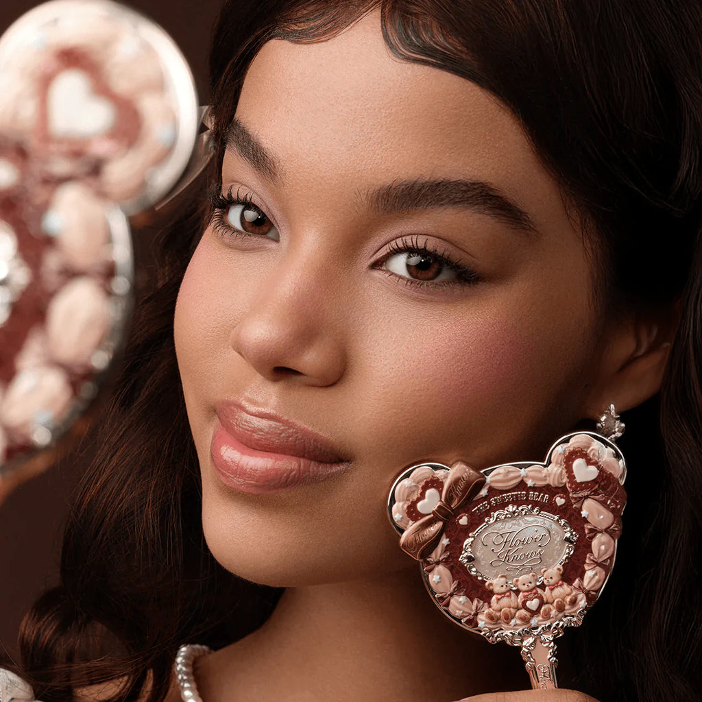 FLOWER KNOWS SWEET BEAR COMPACT MIRROR CARAMEL BROWN