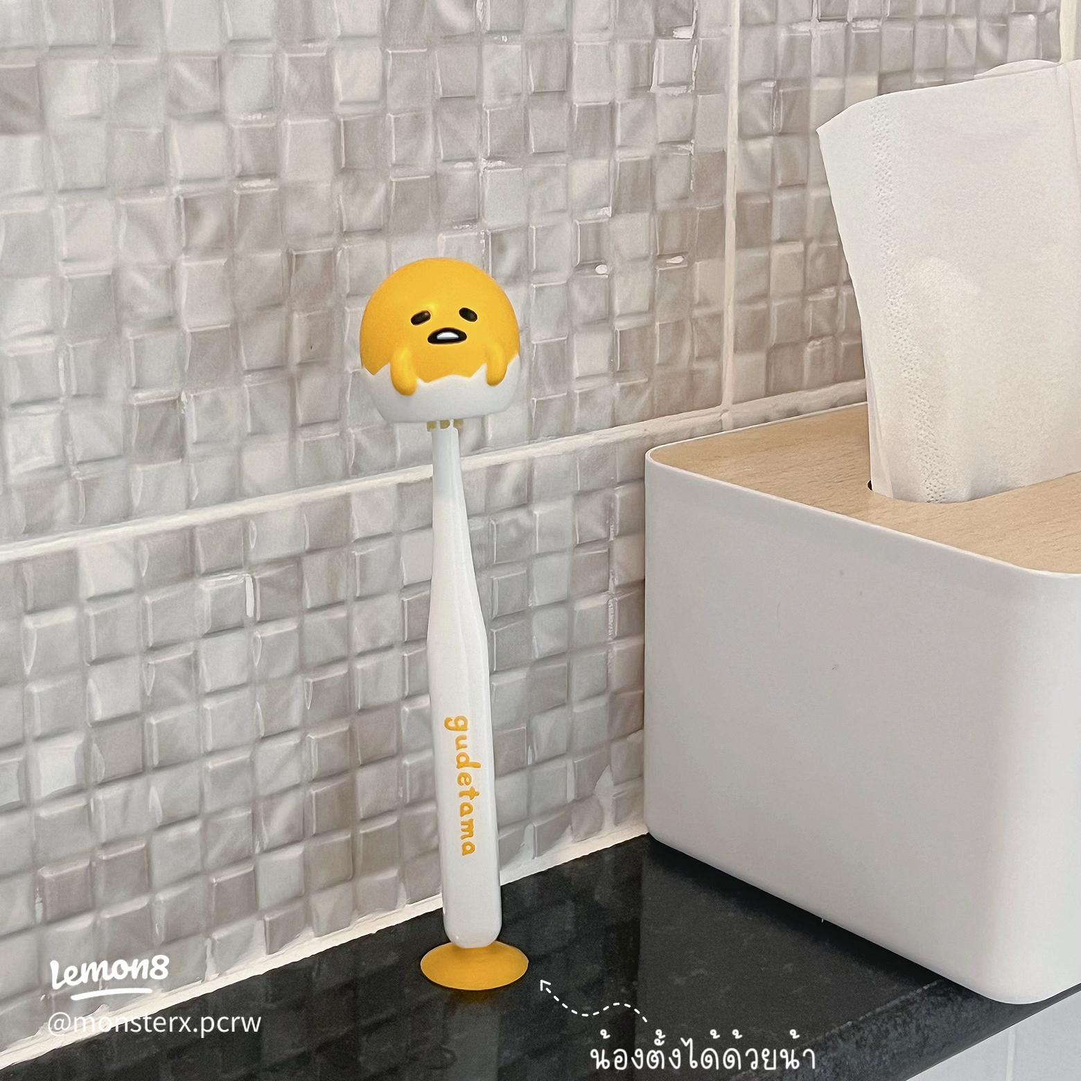 SANRIO GUDETAMA CHARACTER TOOTHBRUSH WITH SUCTION CUP