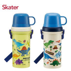 SKATER KIDS PLASTIC WATER BOTTLE WITH CUP DINOSAUR DESIGN 480ML