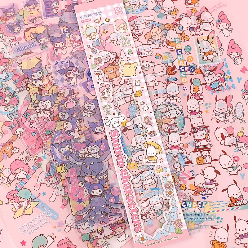 Sanrio PET Sticker Set – 20 Strips, 200+ Stickers